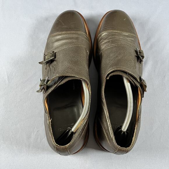Hardy Amies Double Monk Men’s Size 12 Brown Pebbled Leather Dress Casual Shoes main image 9